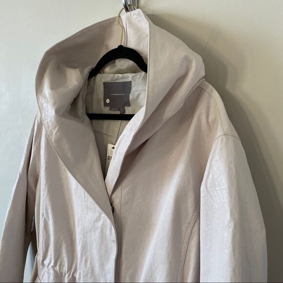 NWT-ANTHRO Stevie Faux Leather Utility Cream Mid Length Jacket - Picture 6 of 16